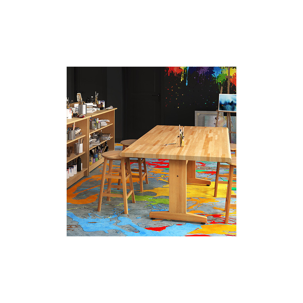 42x72" Art Table. Solid Hardwood Frame and Pedestals with Solid Hardwood Top