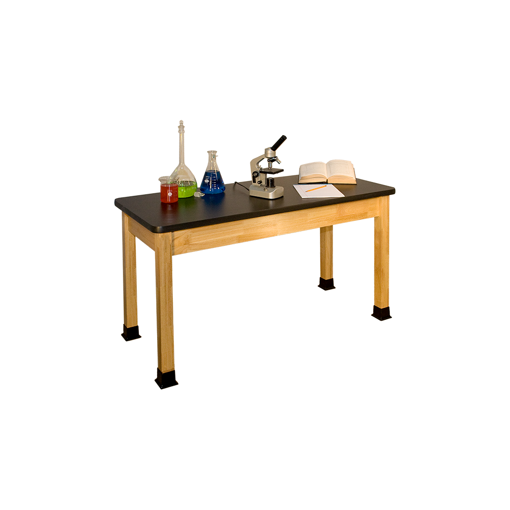 Solid Hardwood Science Table with Black ChemSurf Top