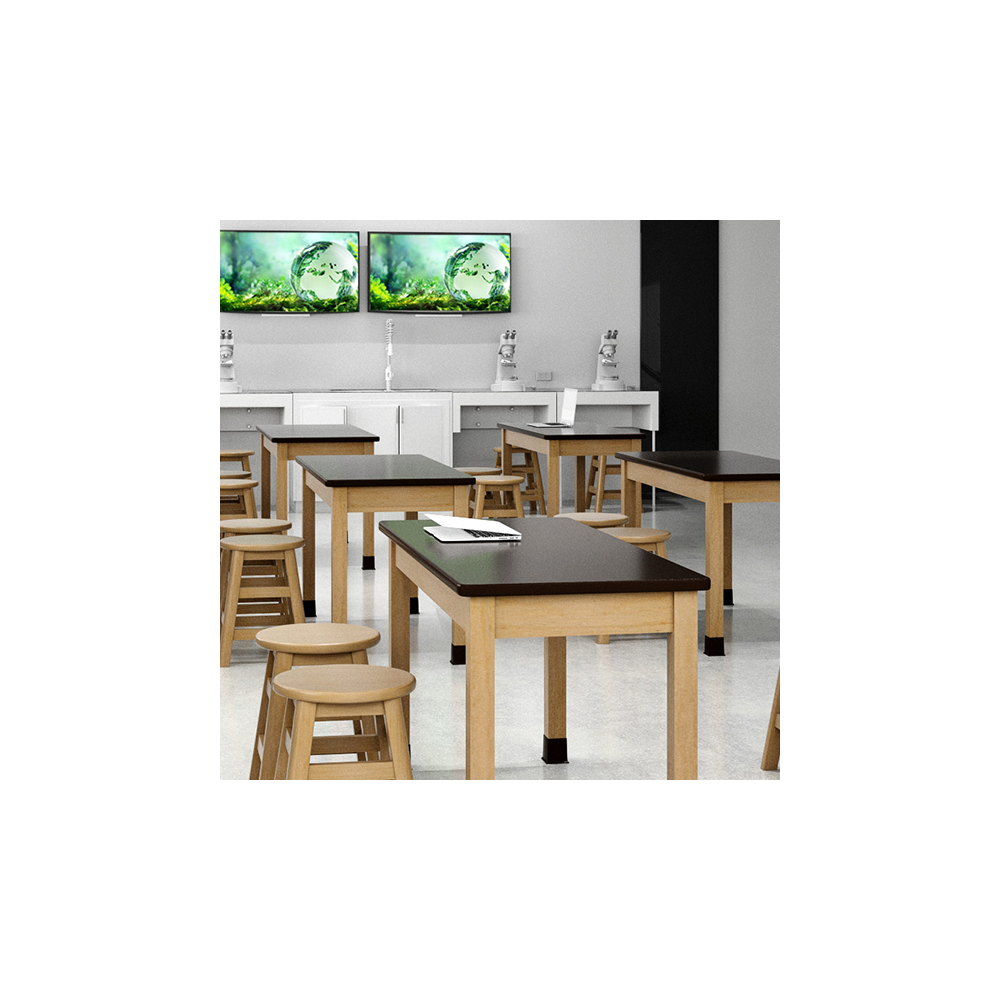 Solid Hardwood Science Table with Black Phenolic Top