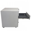 Mobile pedestal drawers include full-suspension drawer glides that unlock for removal.