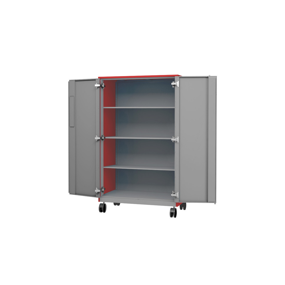 60" Tall Mobile Metal Storage w/Shelves & Doors